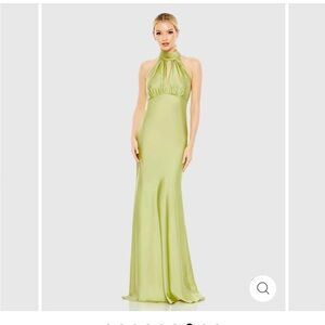 MacDuggal Apple Green halter style long dress
